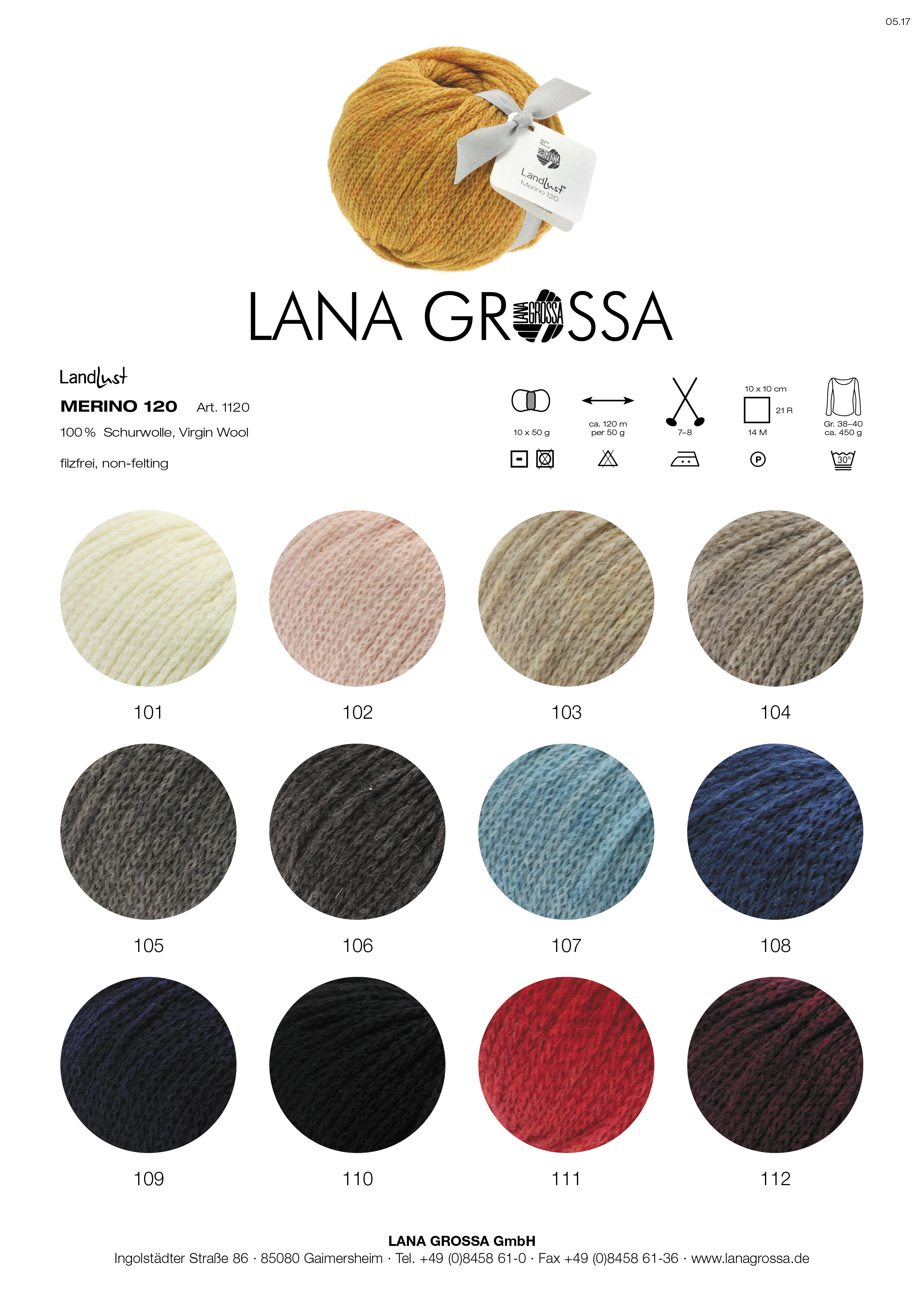 Farbkarte Landlust Merino Garn